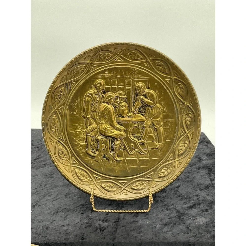 Brass English Pub Embossed Wall Hanging/Plates— Vintage 9.5